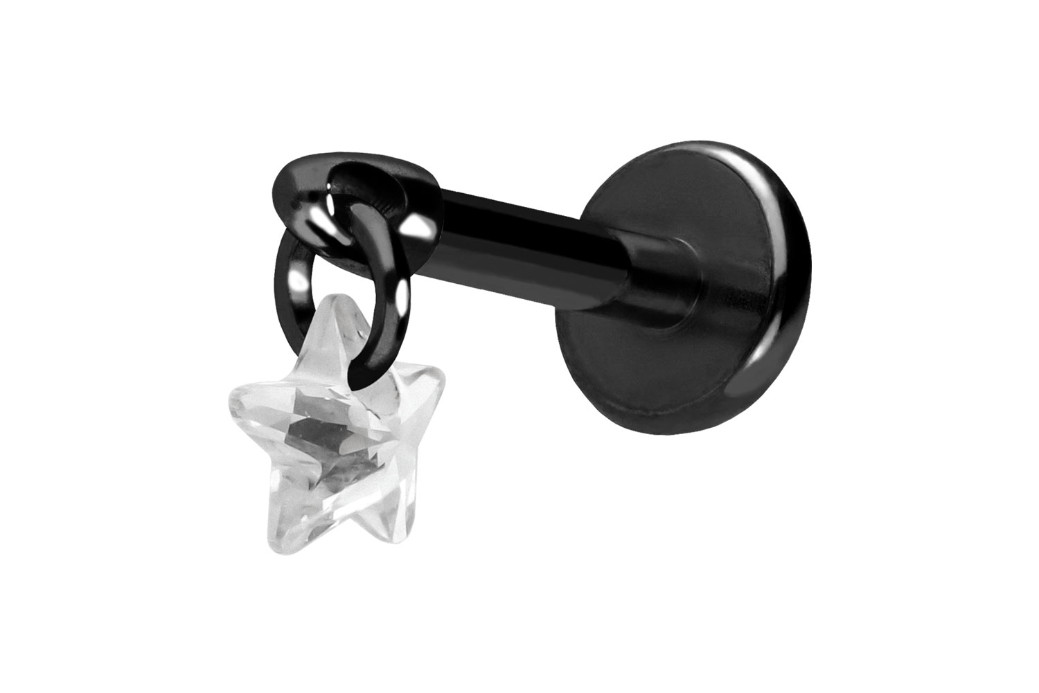 Titan Labret Piercing mit Push Fit KRISTALLSTERN